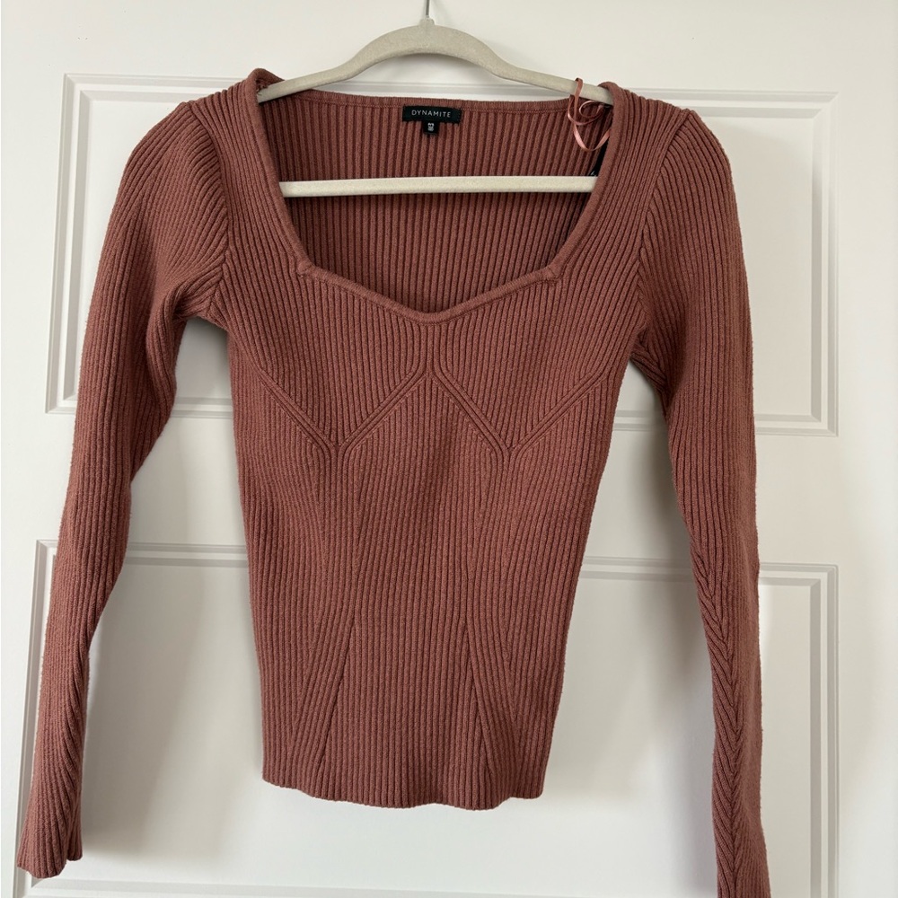 Dynamite Dusty tan Ribbed Knit Top